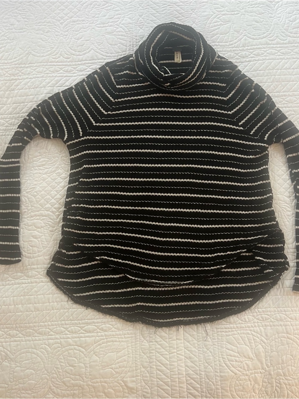 Free People - We The Free Black and White Striped Cowl Neck Sweater